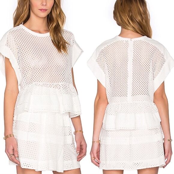 IRO Glen eyelet perforated cotton blend top in white sz 36 - Picture 1 of 6